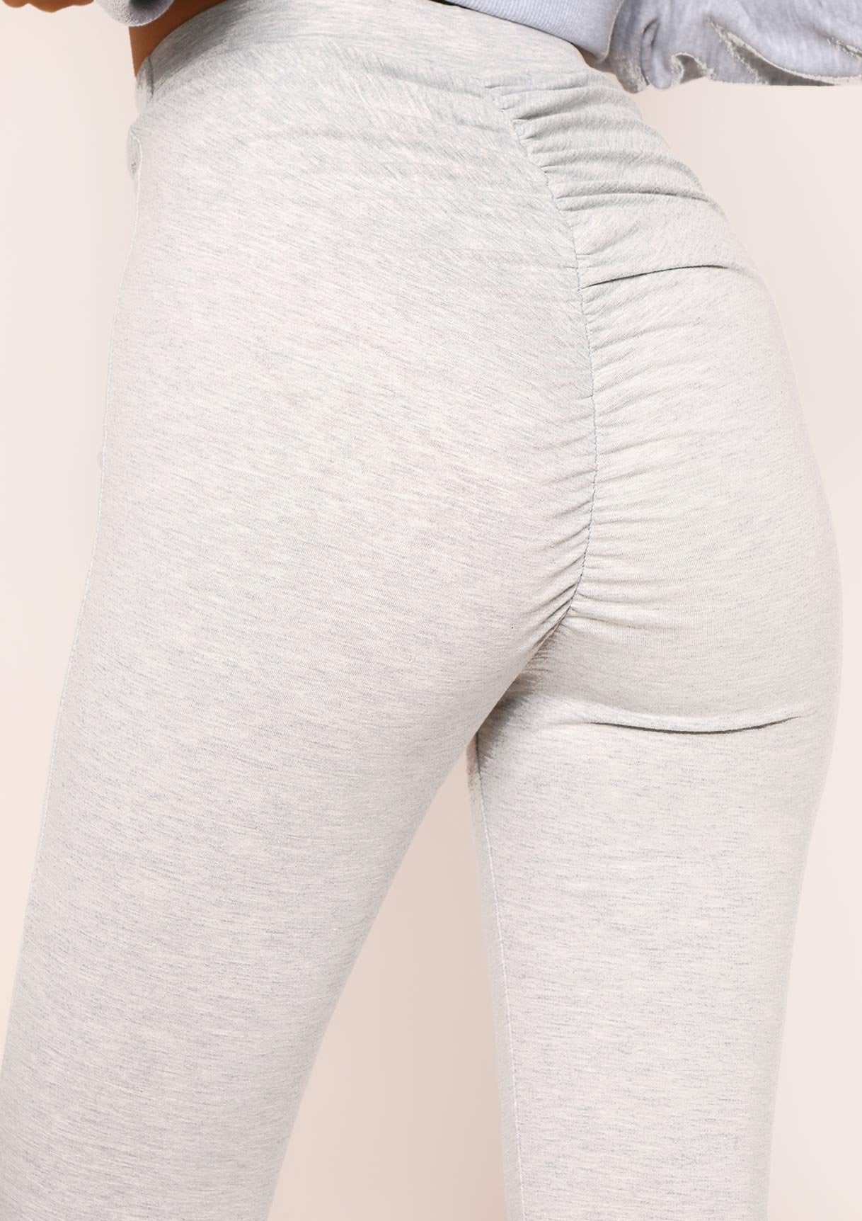 Alaya Grey Ruched Bum Thick Jersey Leggings