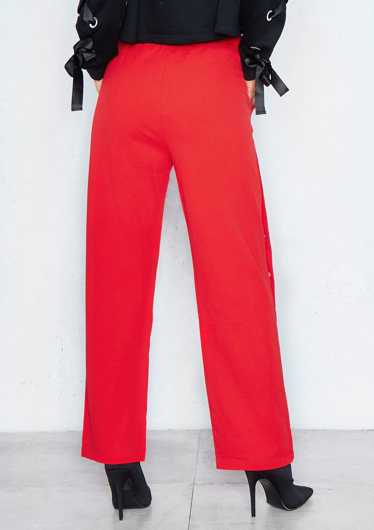 Chantelle Red Button Detail Trousers