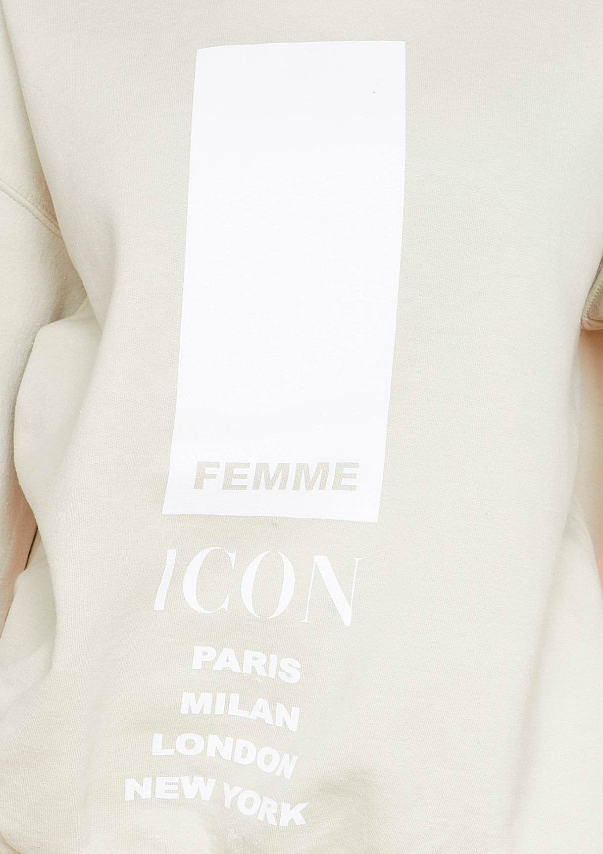 Austyn Sand Slogan Femme Icon Oversized Sweatshirt