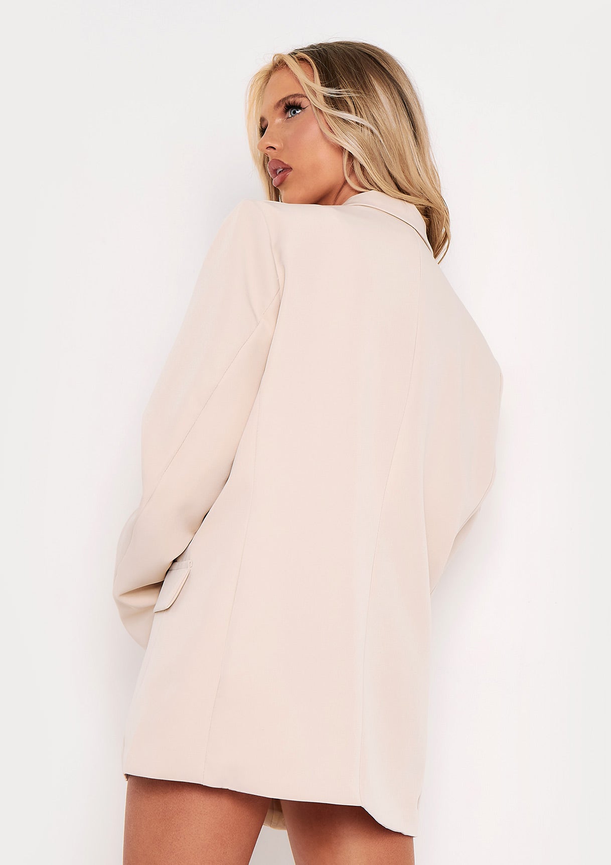 Mae Beige Oversized Boyfriend Blazer