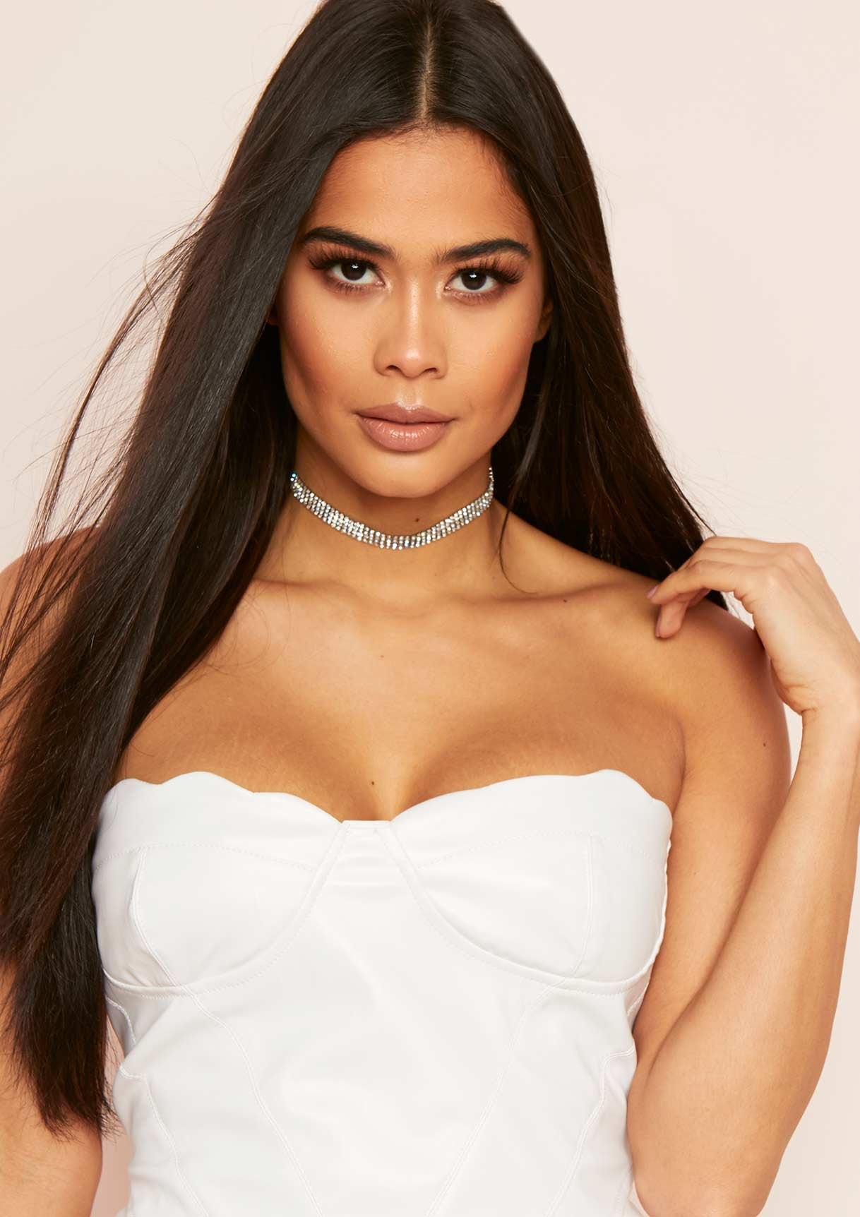 Julia White Faux Leather Corset Top