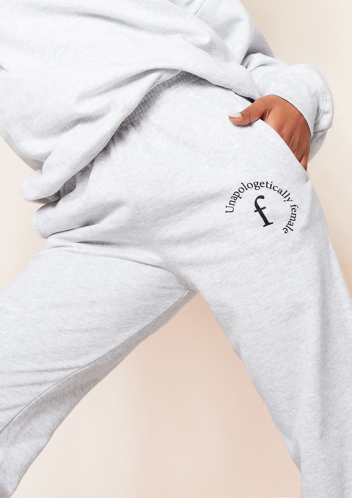 Lila Grey Unapologetically Female Slogan Oversized Tracksuit Joggers