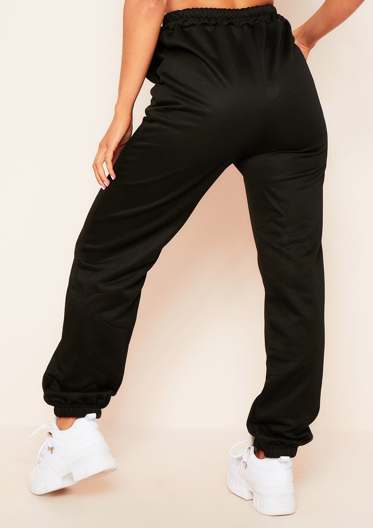 Hilma Black Casual Loopback Joggers