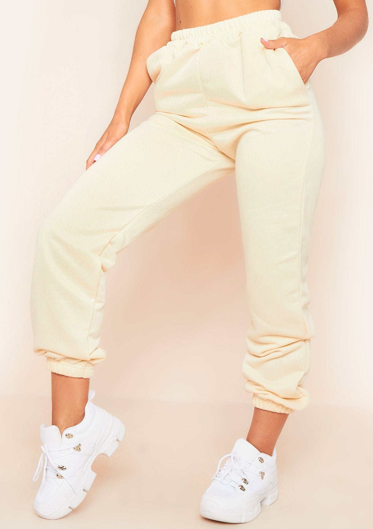 Hilma Cream Casual Loopback Joggers