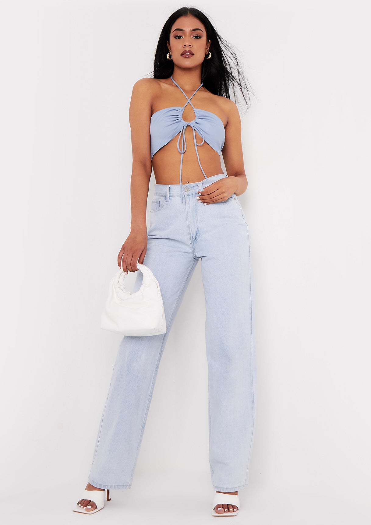 Bexli Blue Cross Strap Ruched Bralet