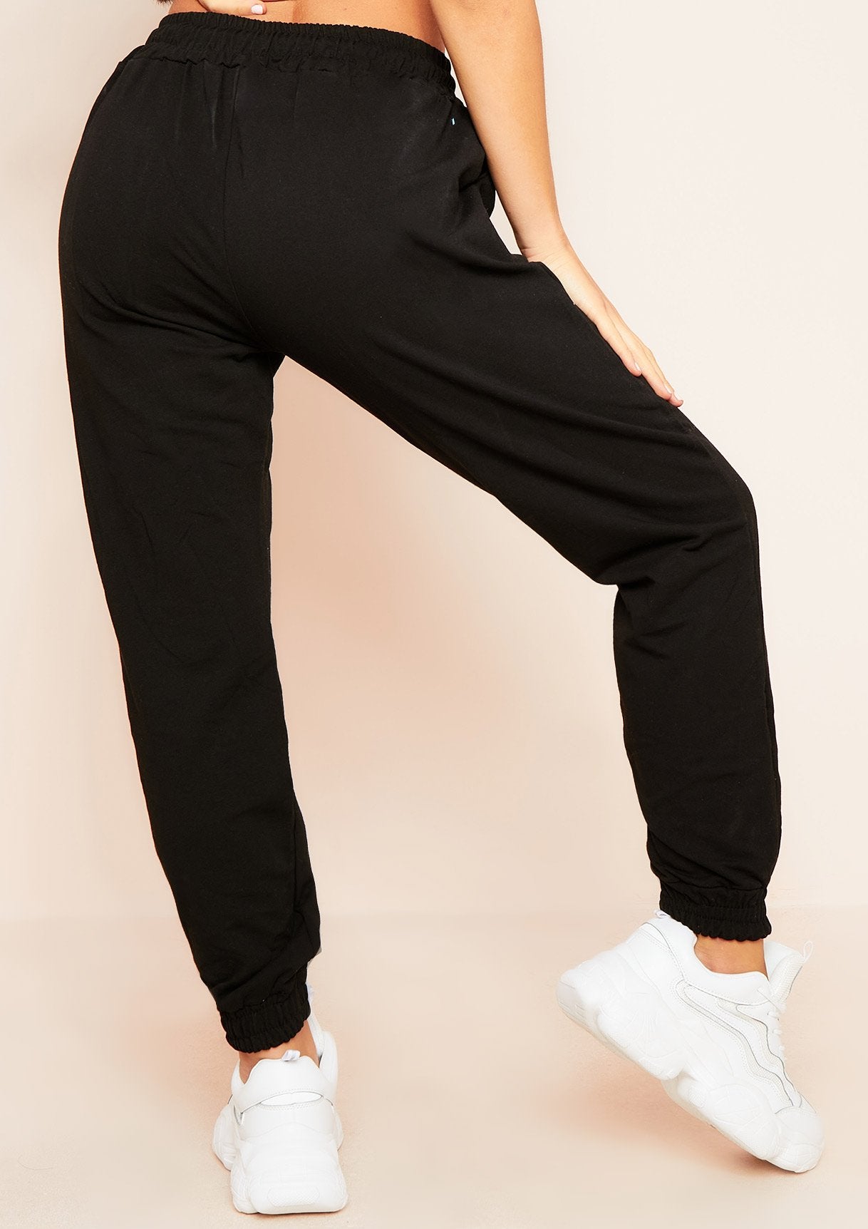 Marie Black Drawstring Casual Joggers