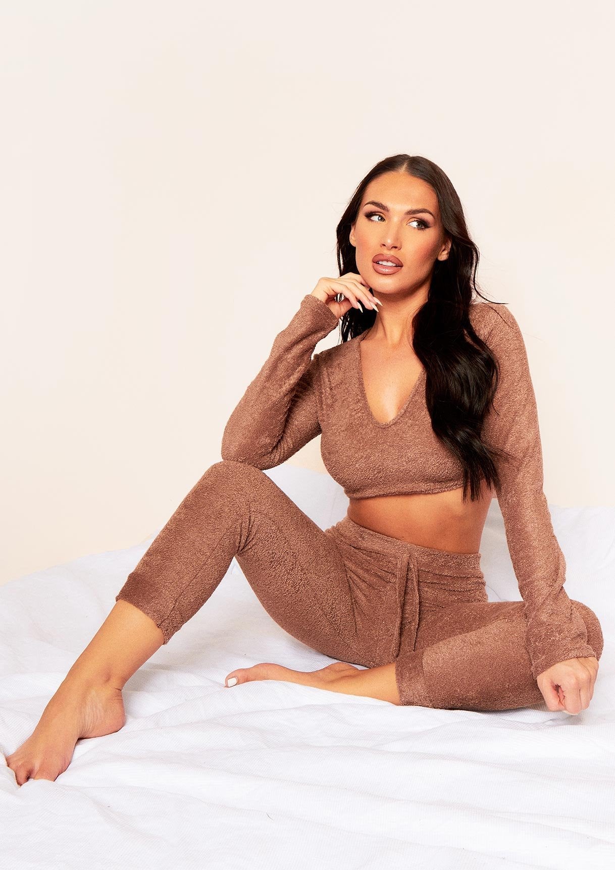 Maia Mocha Soft Towelling Joggers