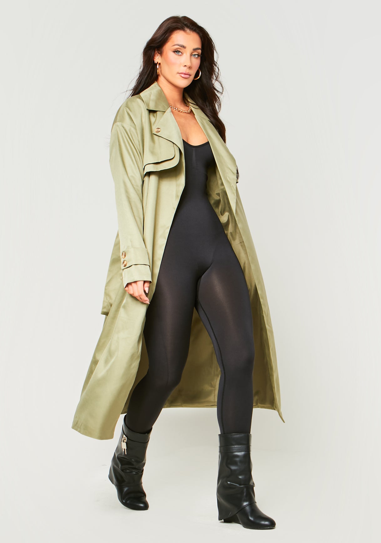 Larsa Olive Trench Coat