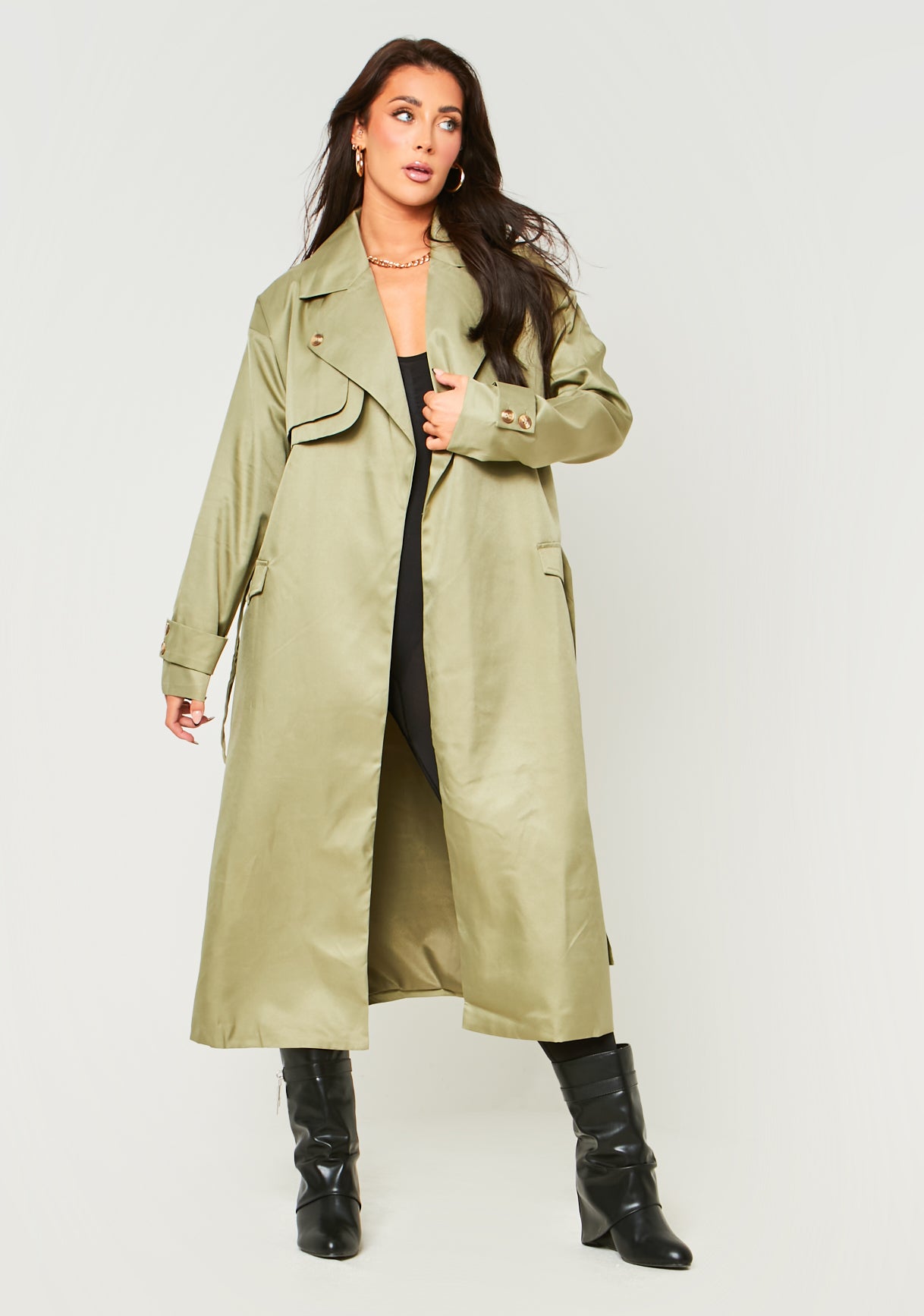 Larsa Olive Trench Coat