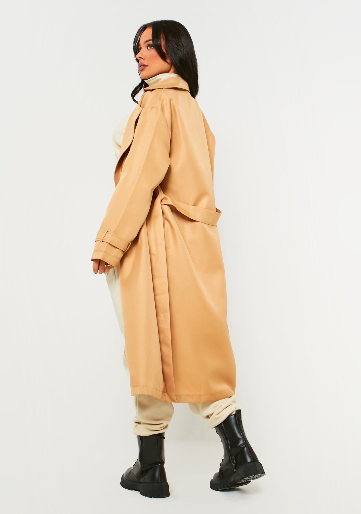 Janelle Beige Longline Classic Trench Coat