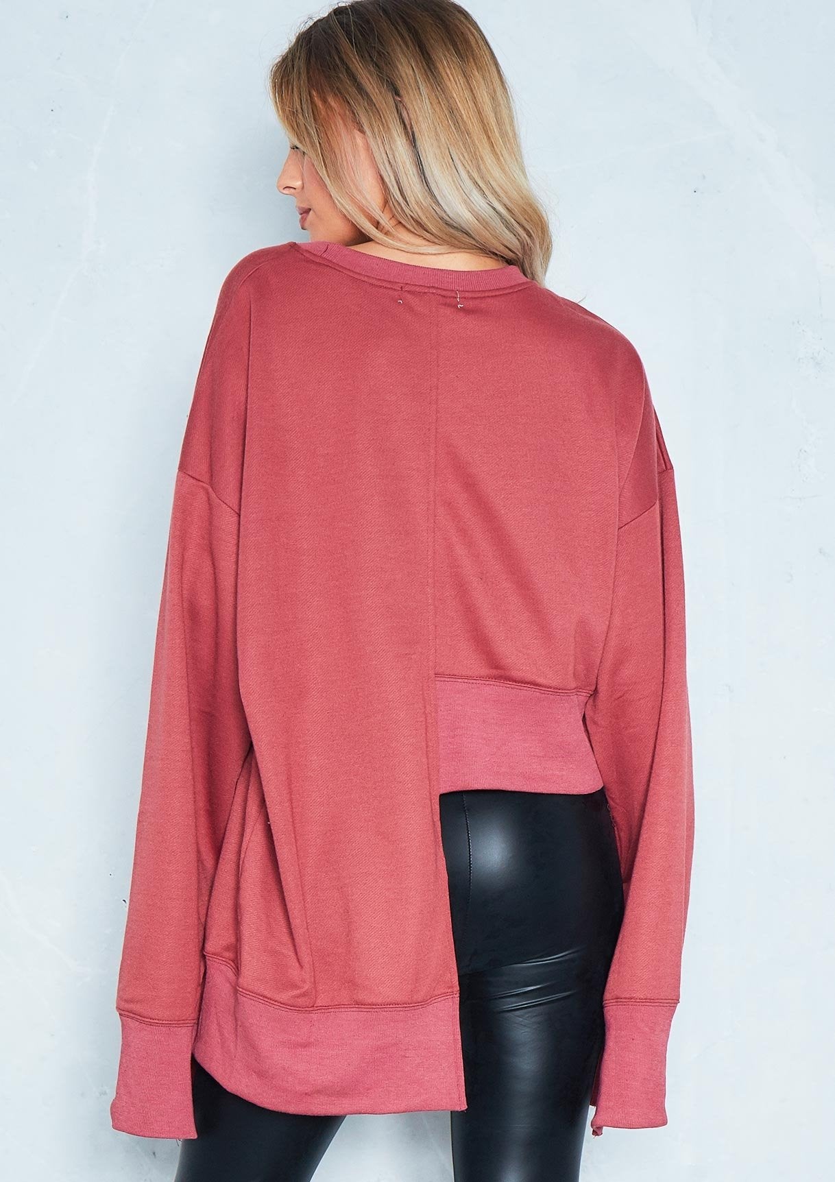 Fearne Rust Asymmetric Split Sleeve Jumper