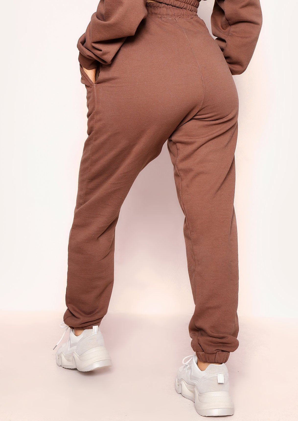 Angela Chocolate Elasticated Hem Drawstring Joggers