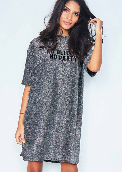 Black No Glitter No Party Slogan T Shirt Dress | Missy Empire – MISSYEMPIRE