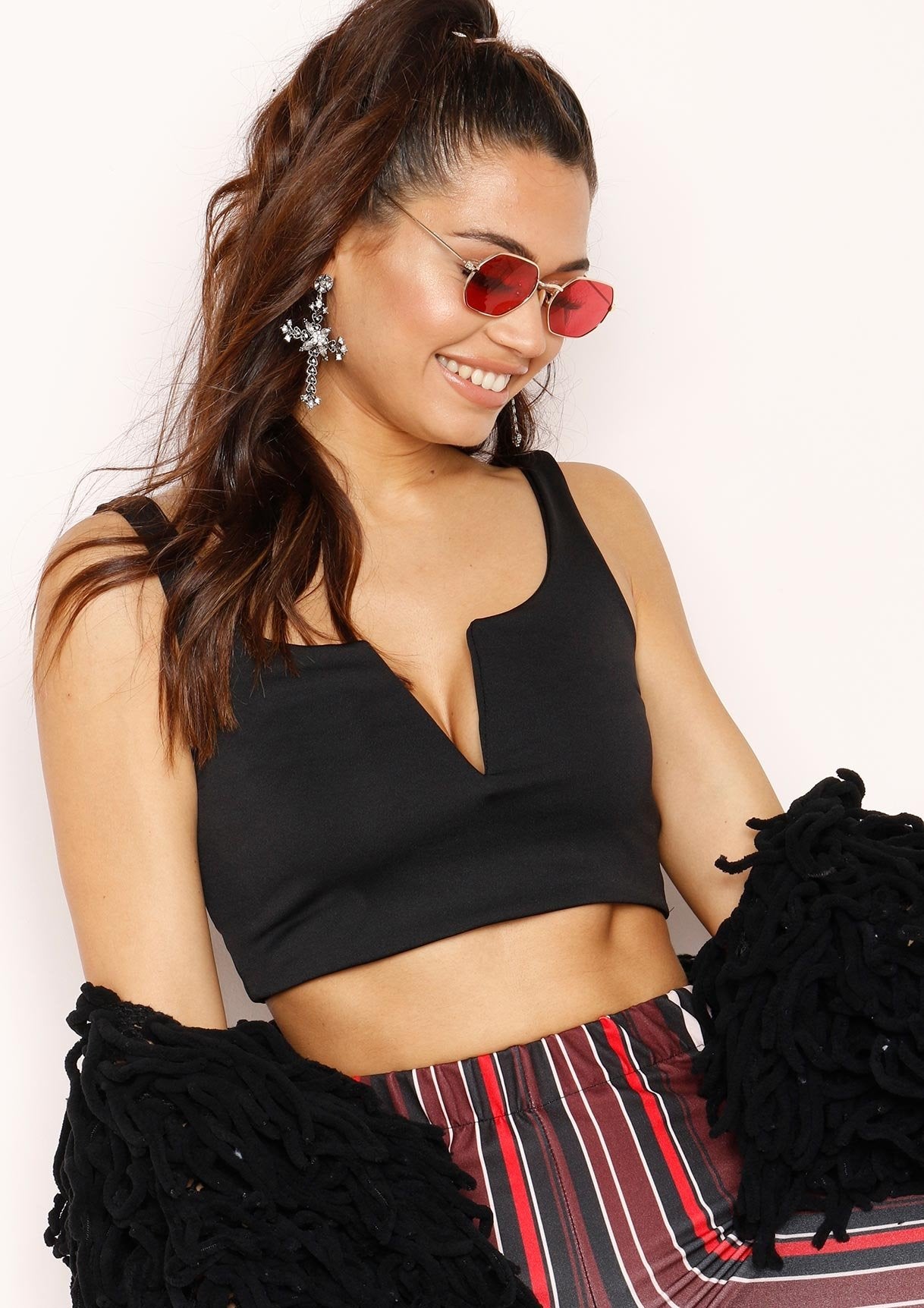 Hayden Black V Crop Top