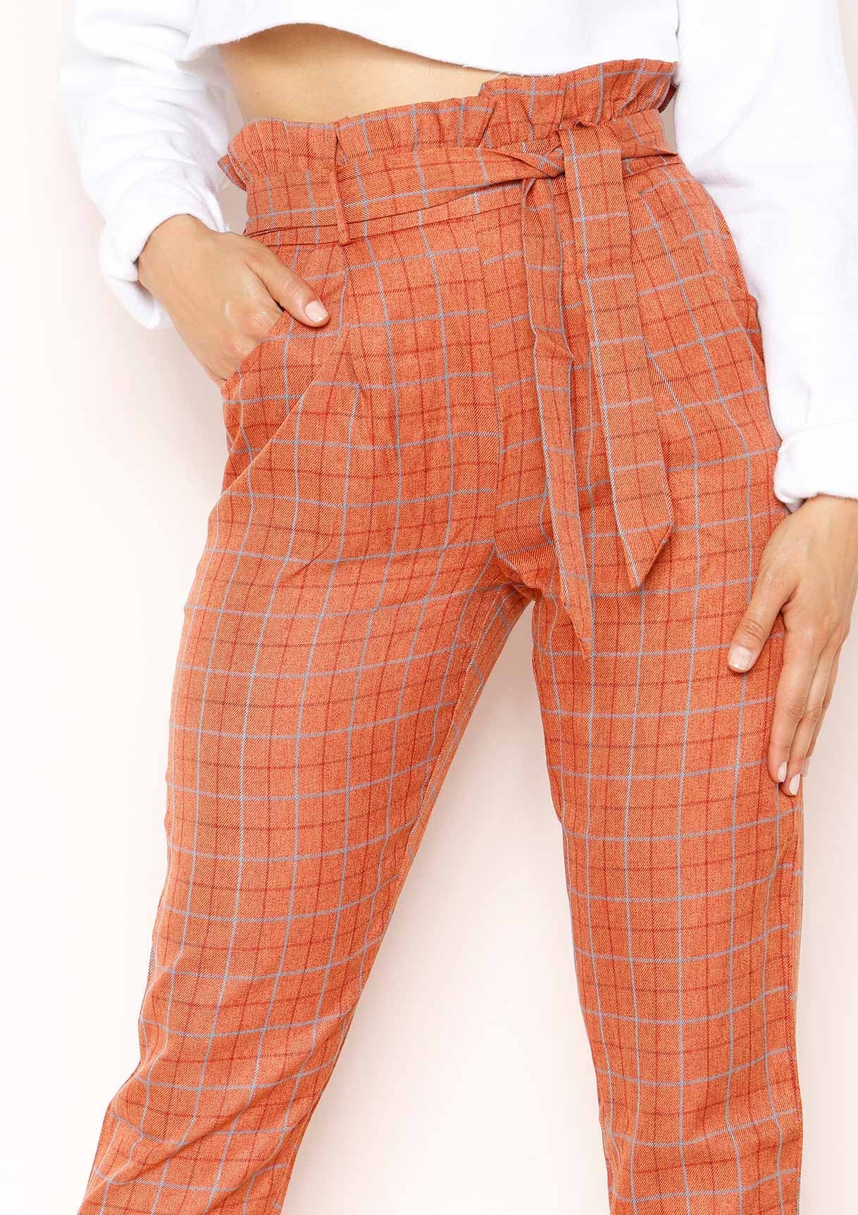 Lesley Rust Checked Paperbag Trousers