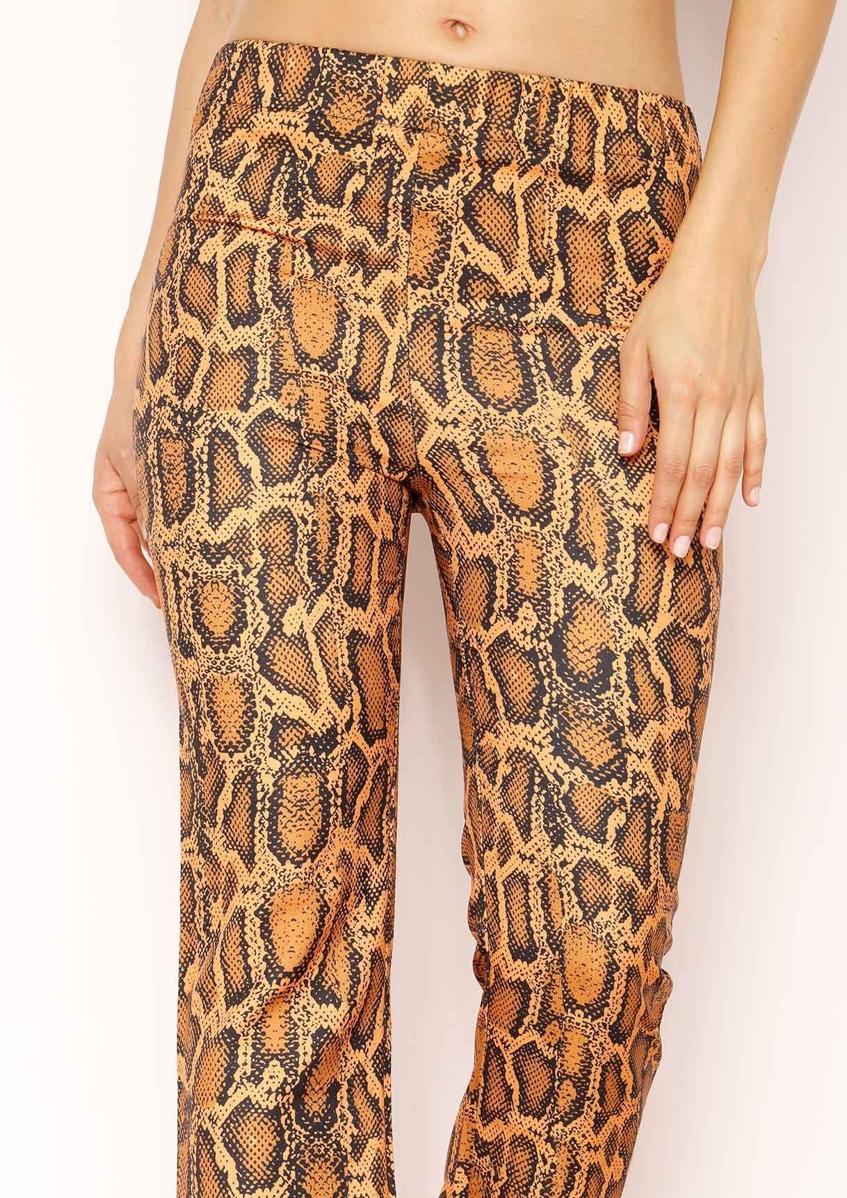 Lynda Orange Snake Print Trousers