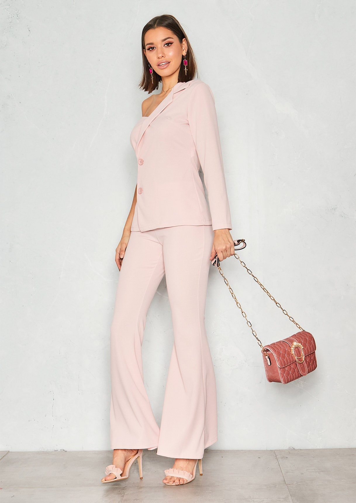 Ellie Pink High Waist Flare Trousers