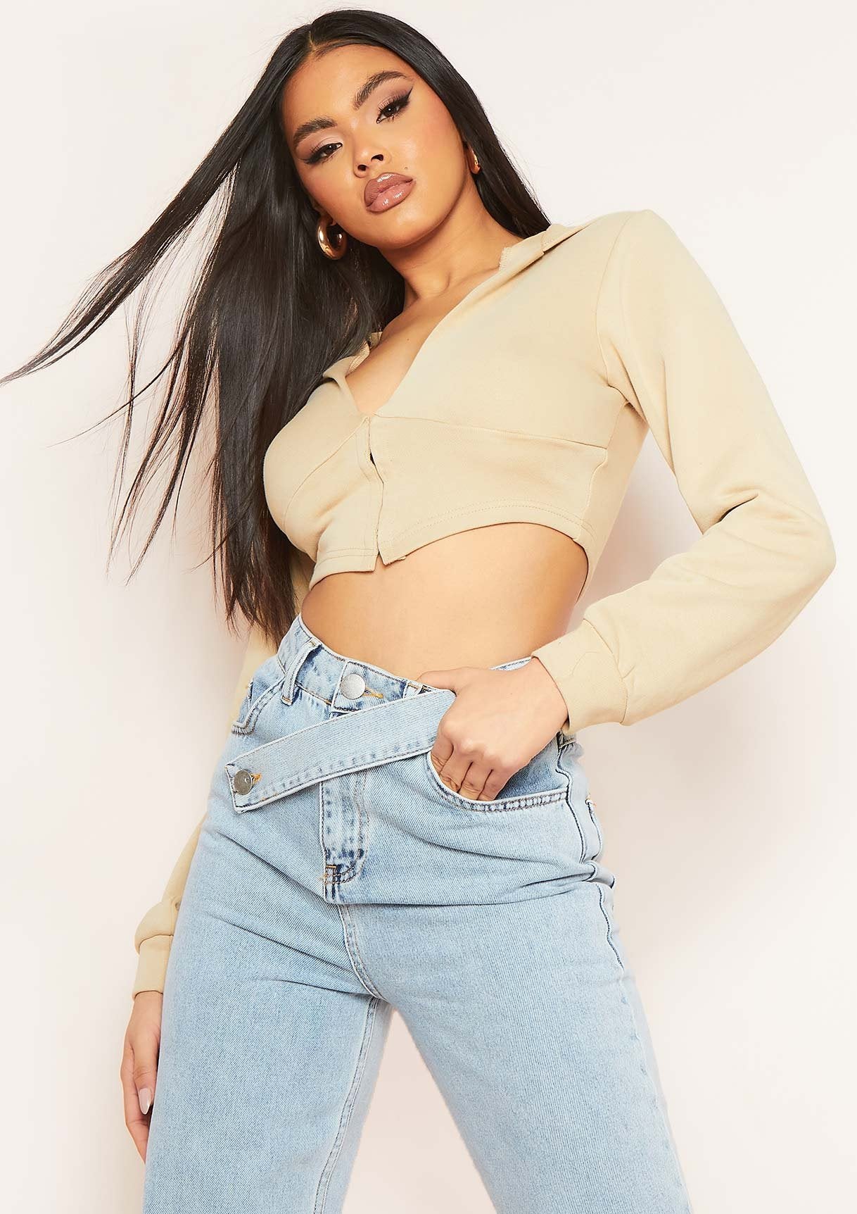 Arabella Stone Hook and Eye Corset Hoodie Crop Top