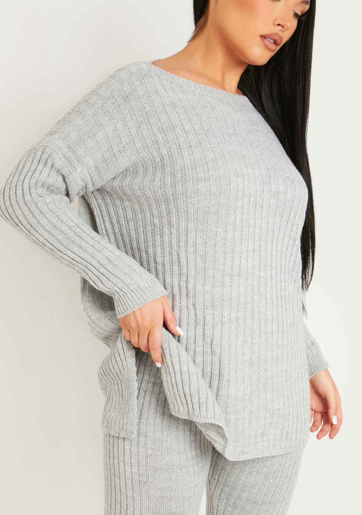 Anya Grey Knit Jumper Loungewear Set