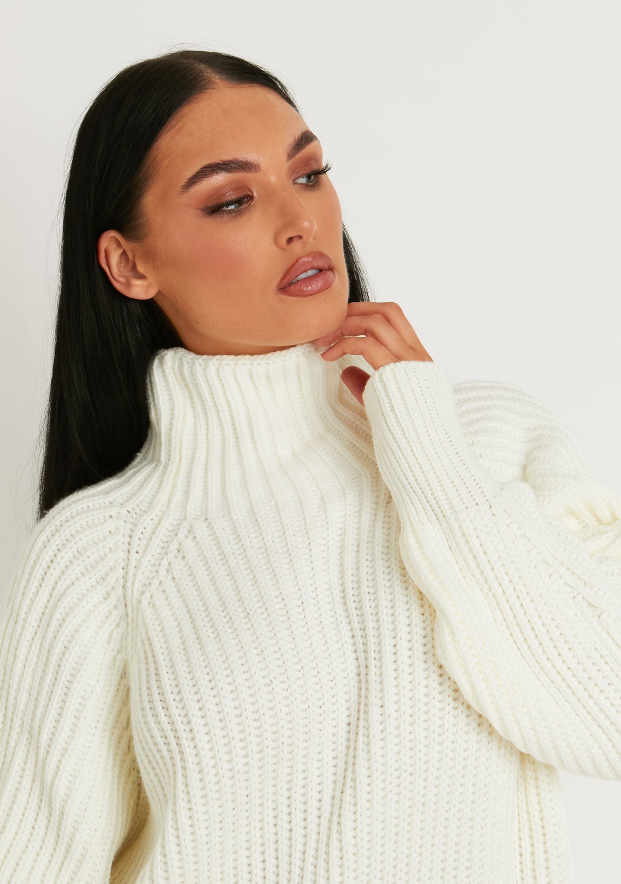 Amie Cream Chunky Knit Jumper Dress