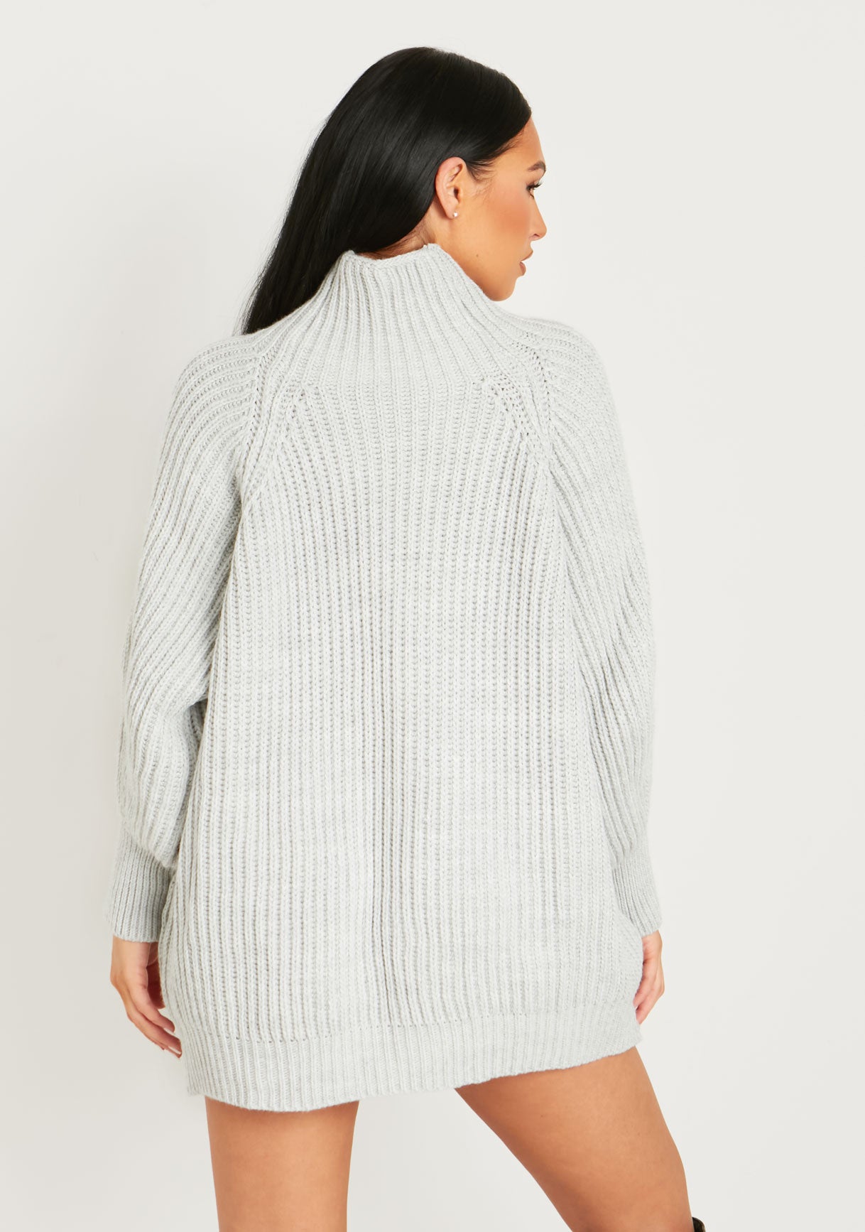 Amie Grey Chunky Knit Jumper Dress