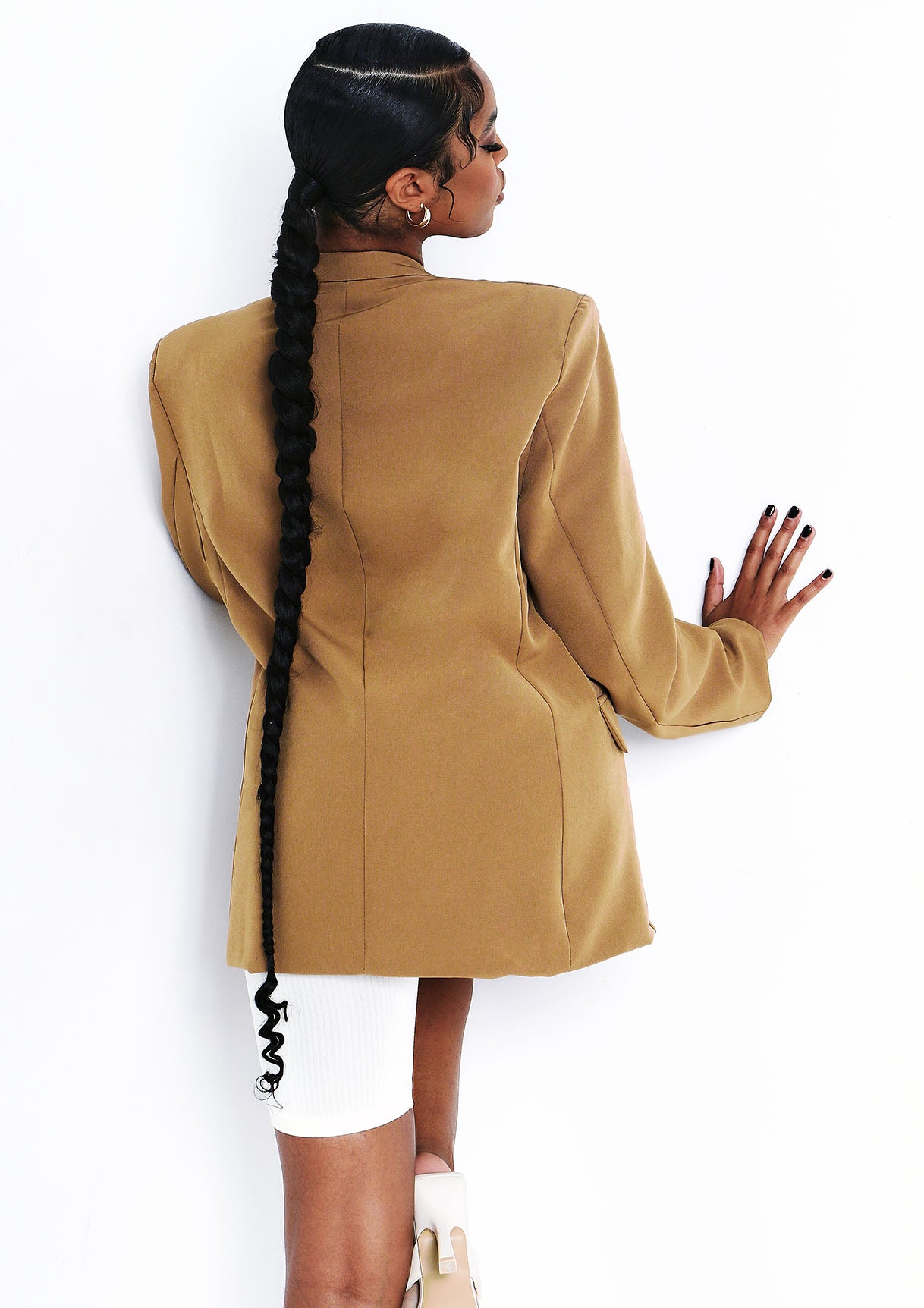 Mae Camel Oversized Boyfriend Blazer