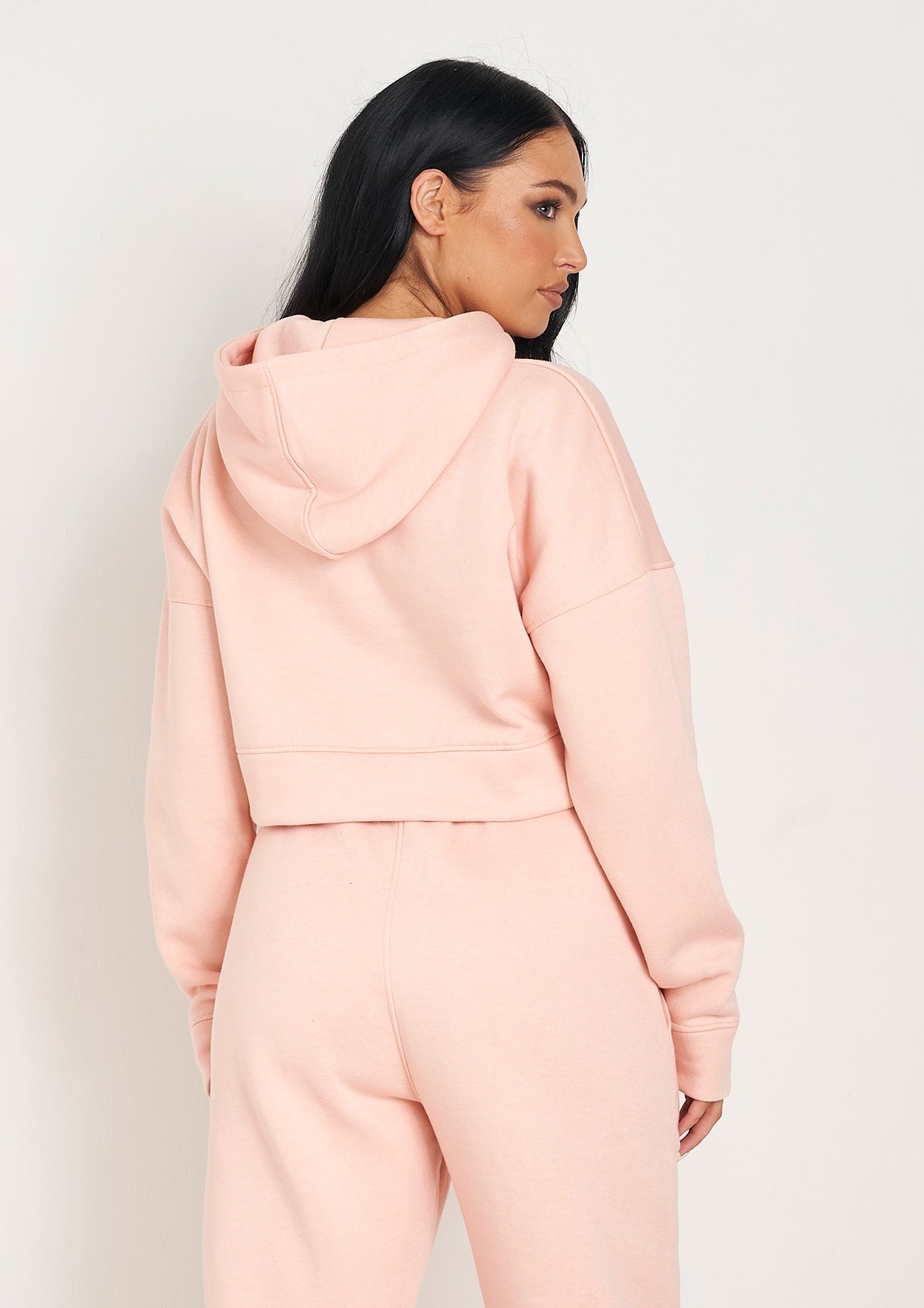 Alina Peach Pocket Front Cropped Hoodie