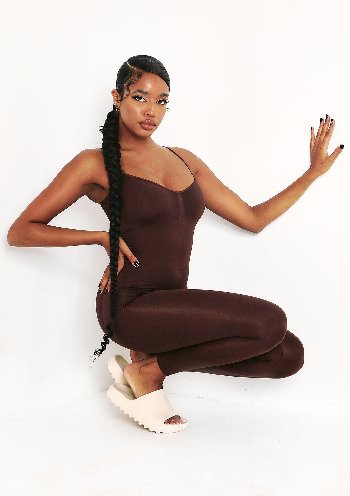 Adele Chocolate Seamless Strappy All In One Jumpsuit