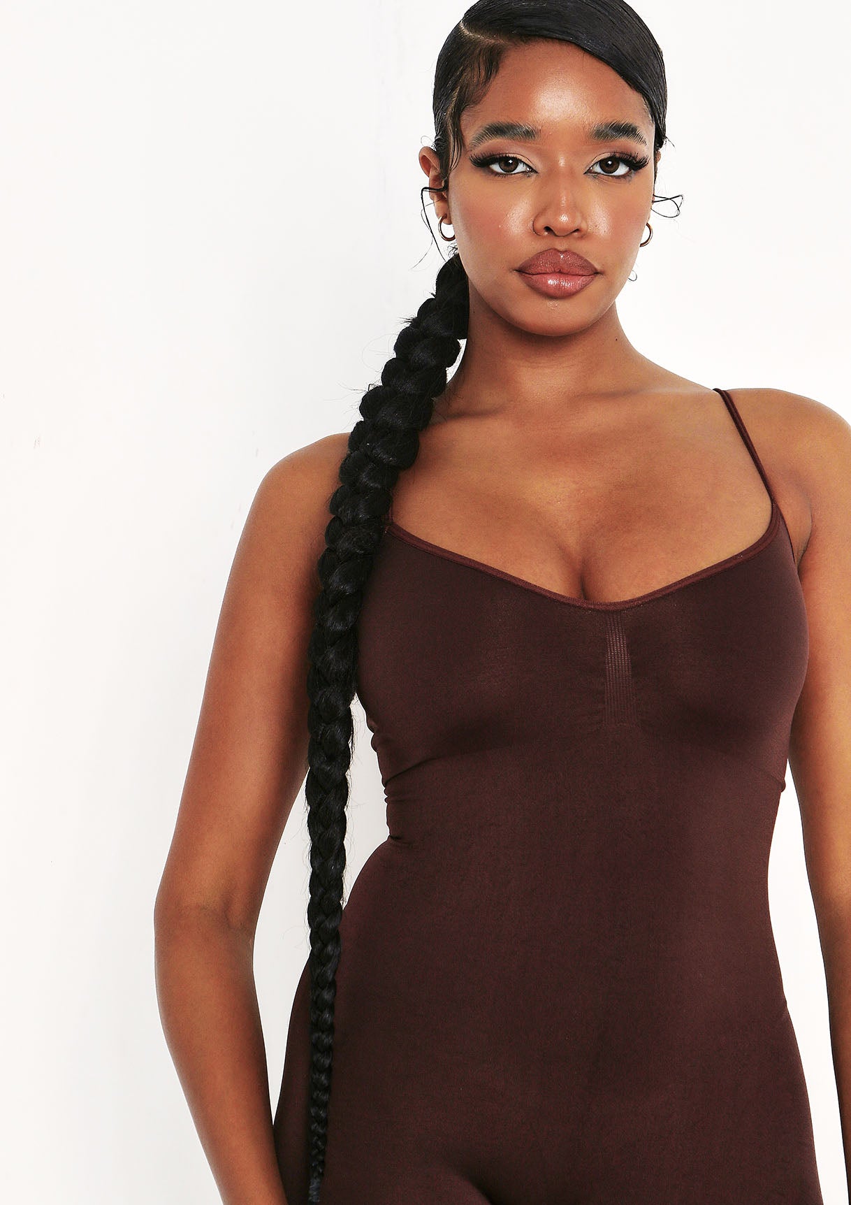 Adele Chocolate Seamless Strappy All In One Jumpsuit