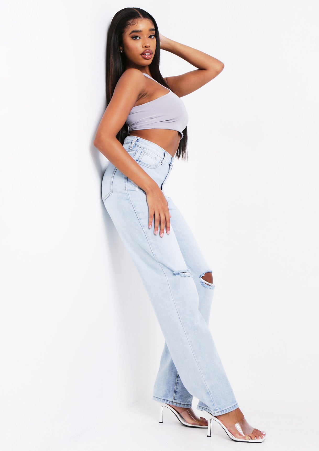 Kandee Grey Extreme Racer Crop Top