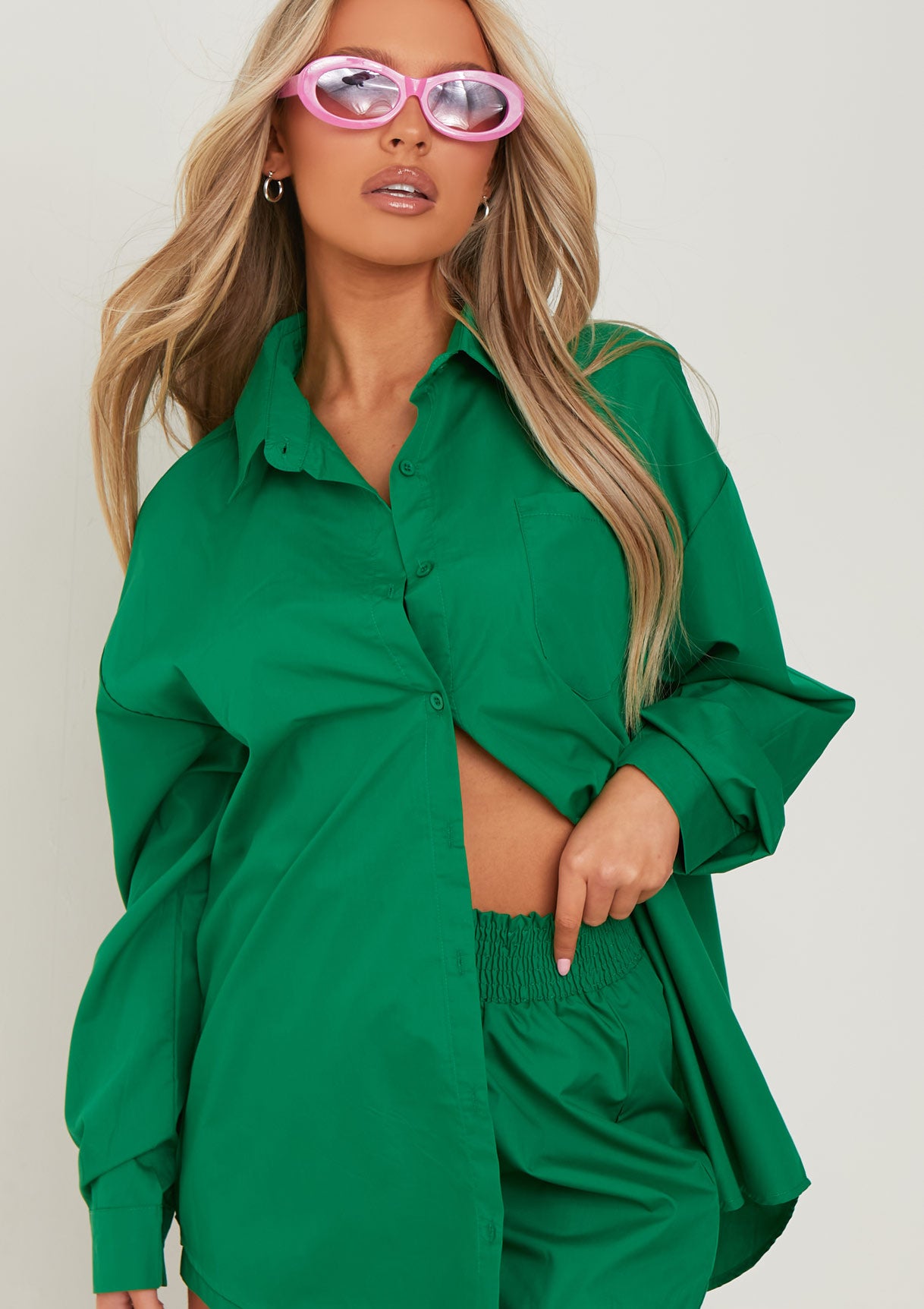 Clara Green Thick Cotton Oversized Shirt