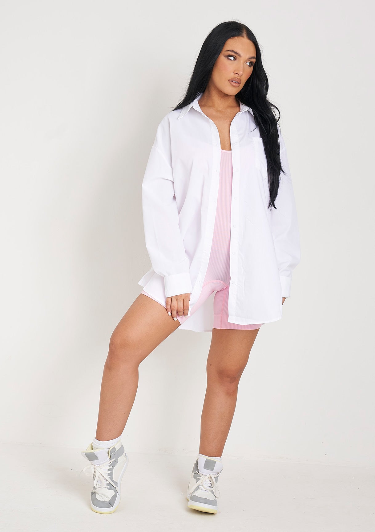 Clara White Thick Cotton Oversized Shirt