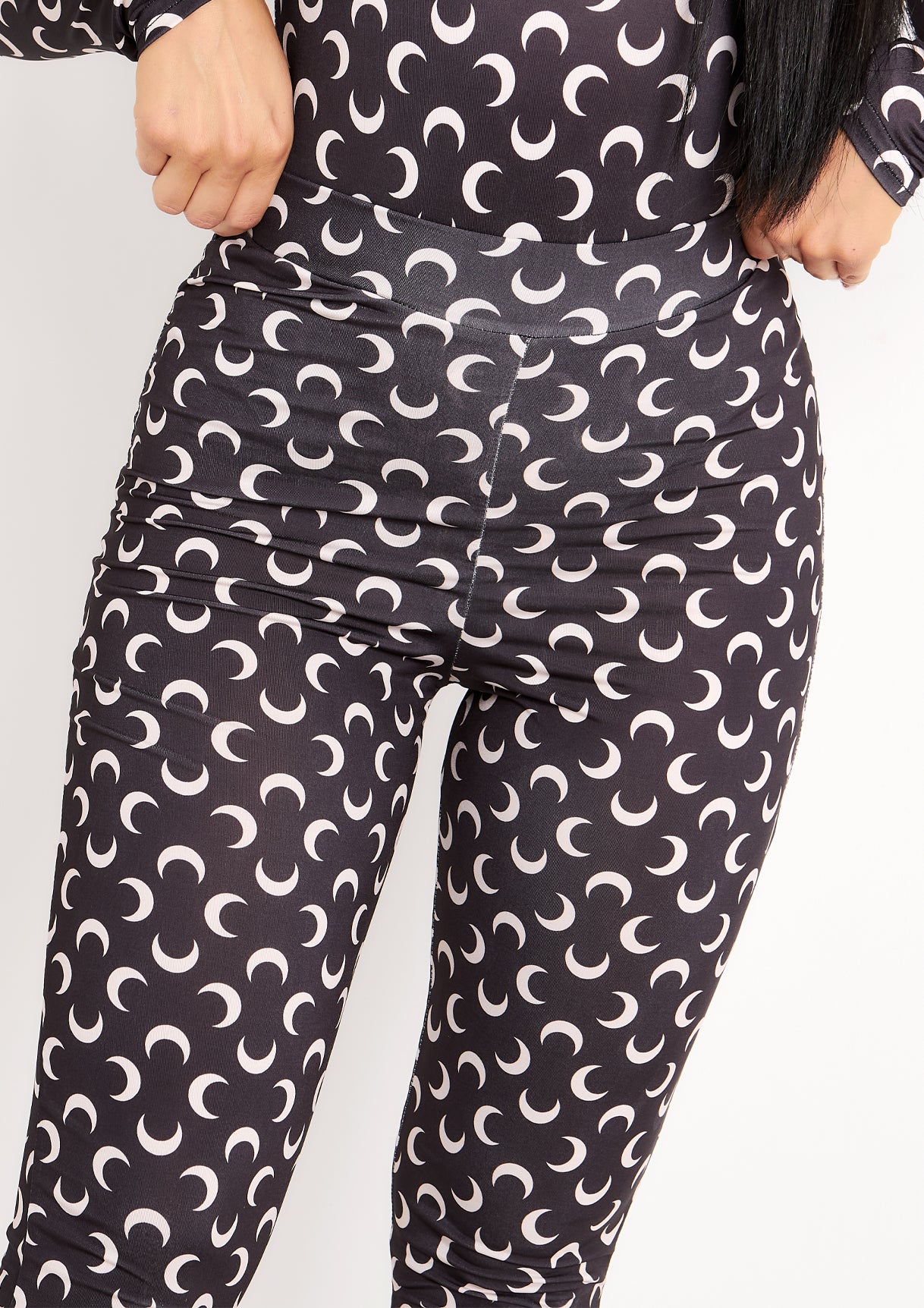 Celia Black Moon Print Split Side Hem High Waisted Leggings