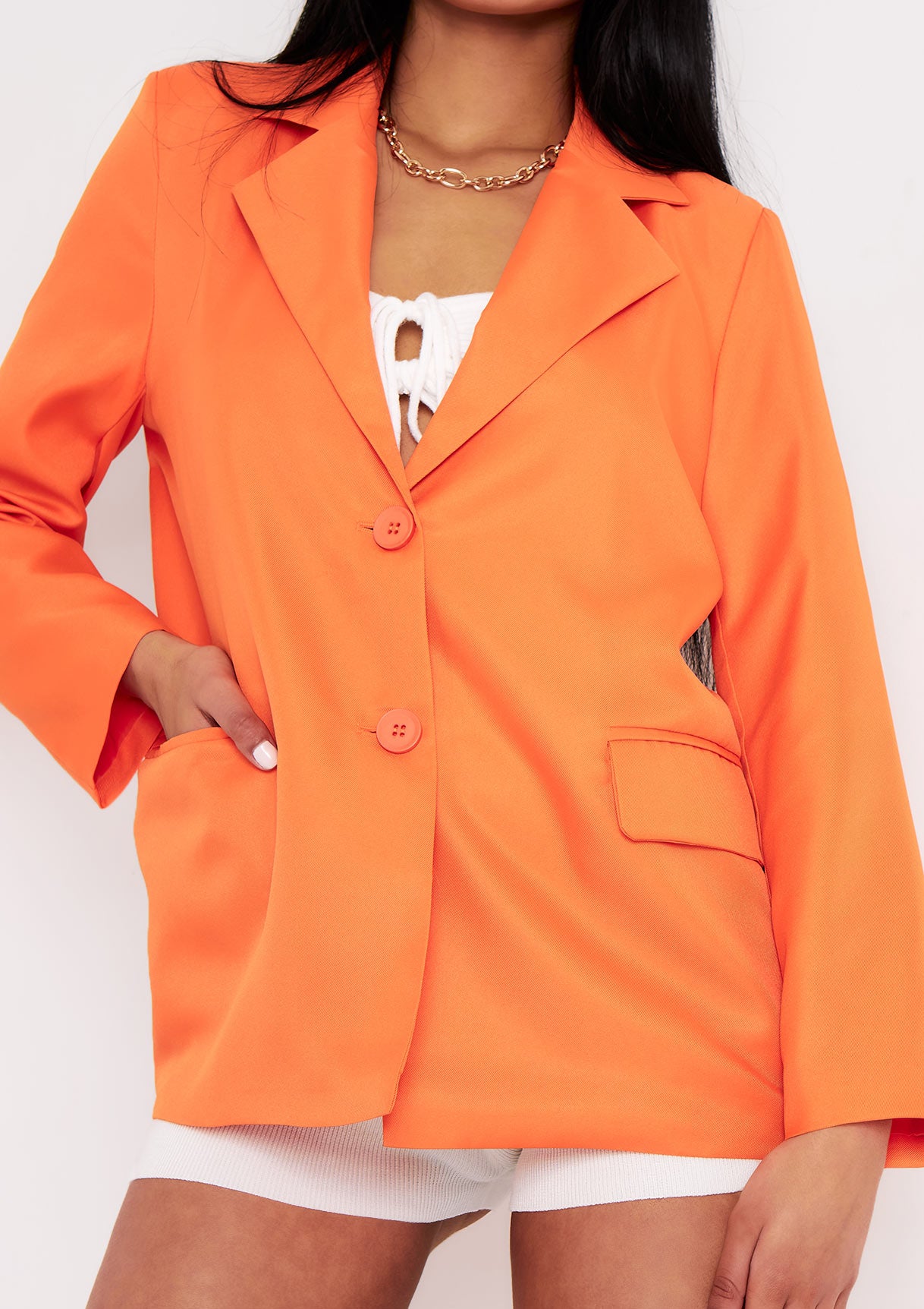 Elise Orange Tailored Oversized Blazer