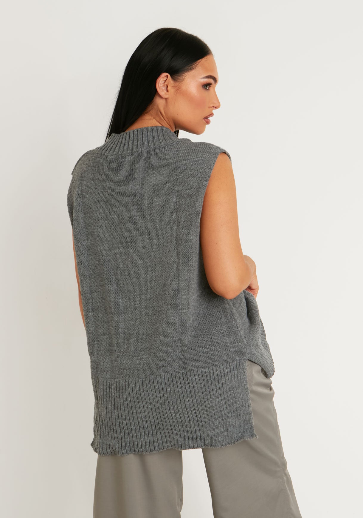 Cassey Charcoal Knitted Vest Top