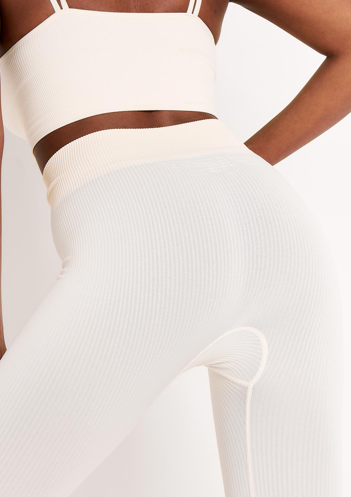 Cyndi Cream Seamless Ribbed High Waisted Leggings