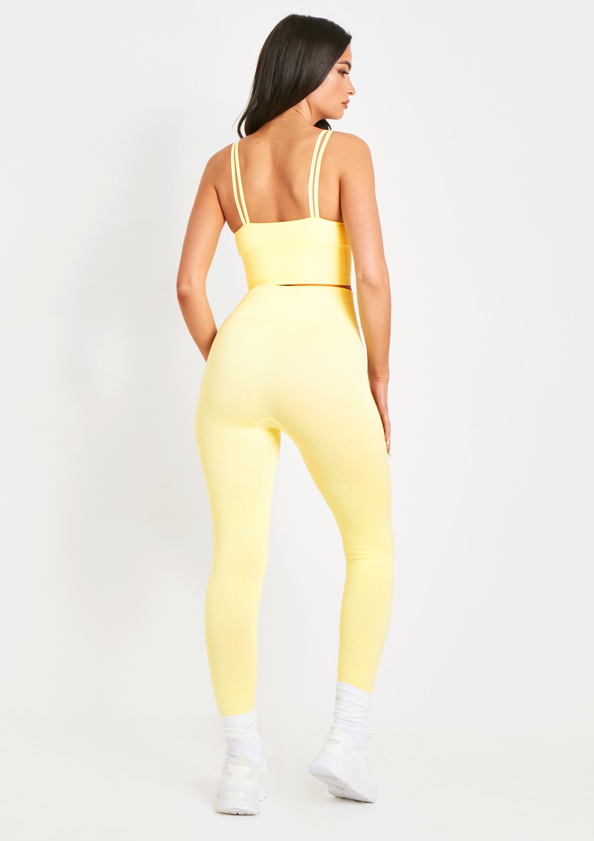 Cyndi Lemon Seamless Ribbed High Waisted Leggings