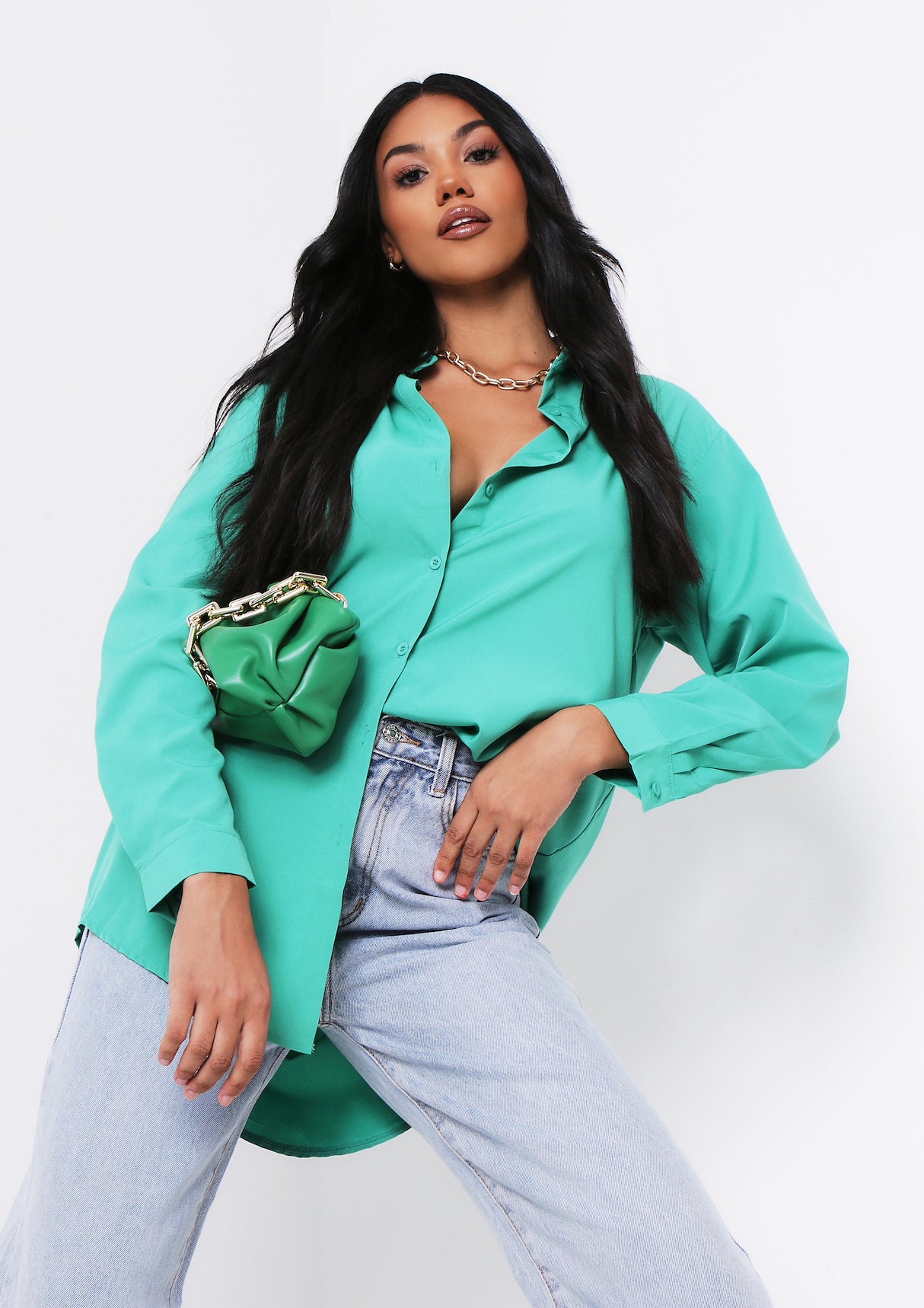 Aliza Green Oversized Button Up Shirt