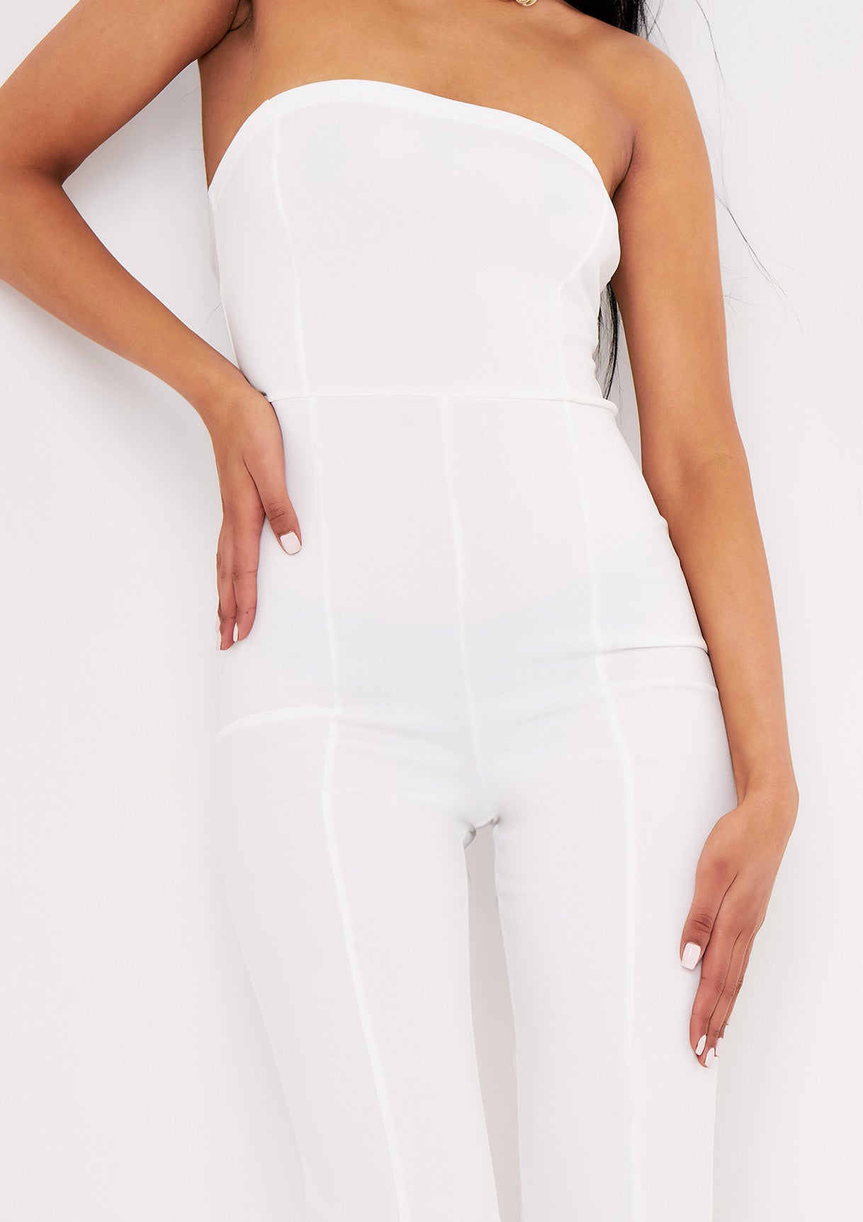 Lilly Ivory Split Hem Wide Leg Jumpsuit