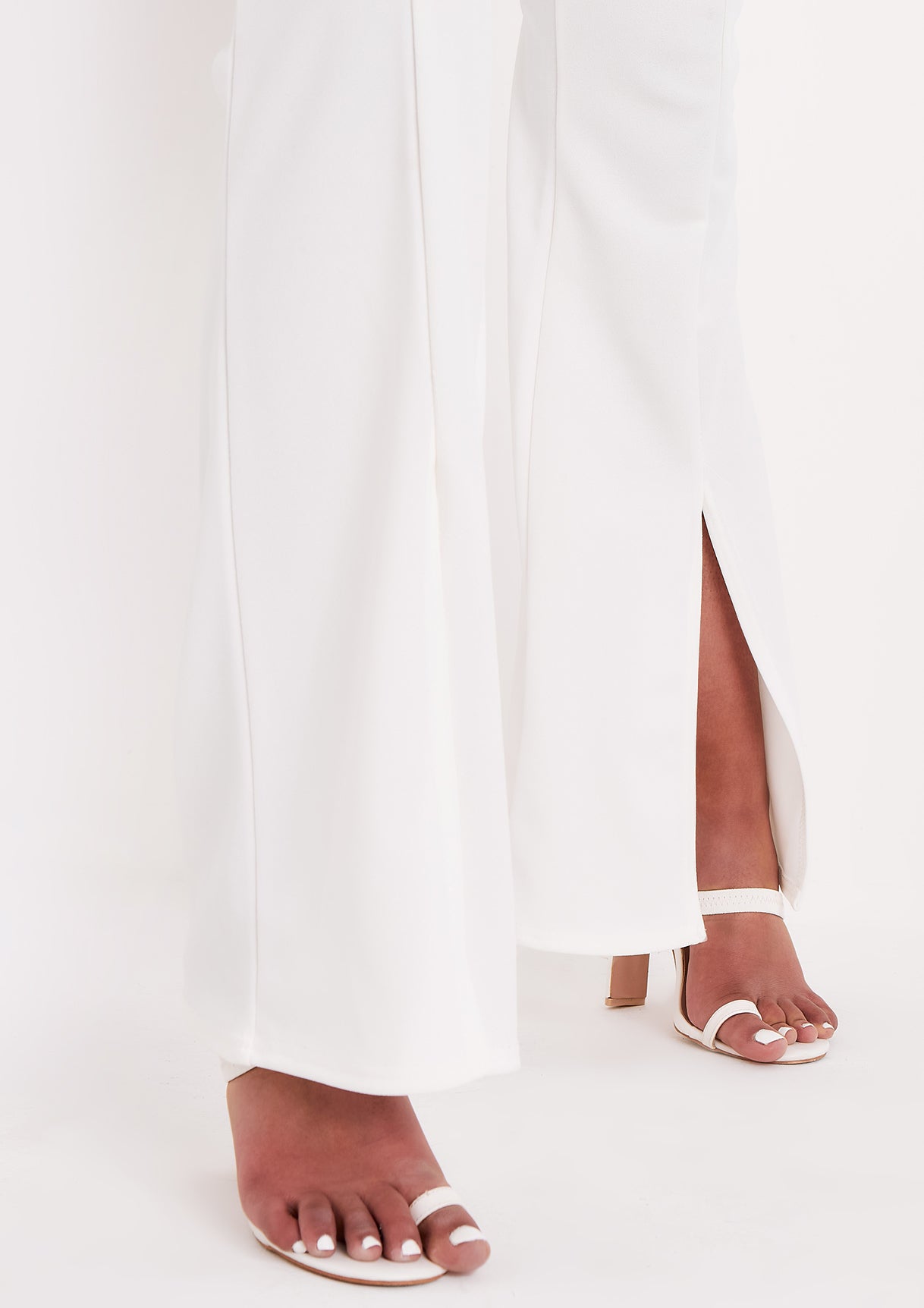 Lilly Ivory Split Hem Wide Leg Jumpsuit