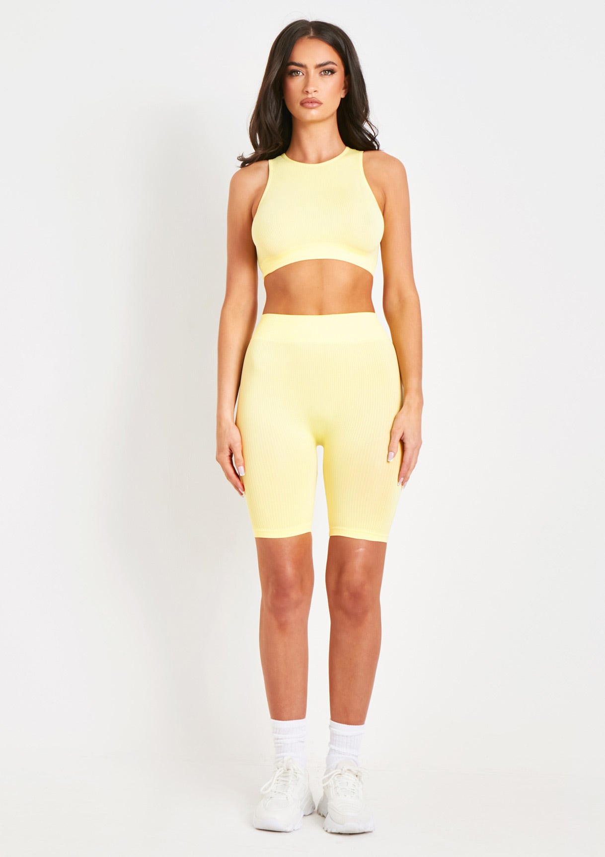 Aubree Lemon Ribbed Seamless Cycling Shorts