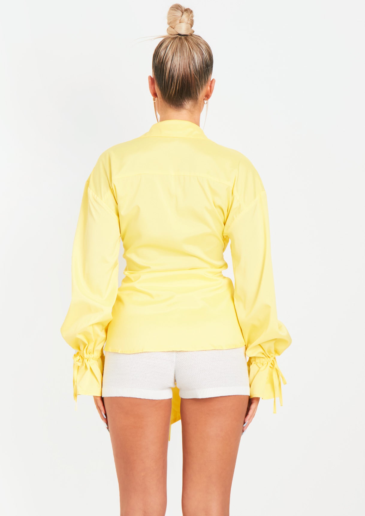 Aphrodite Lemon Plunge Drape Detail Shirt