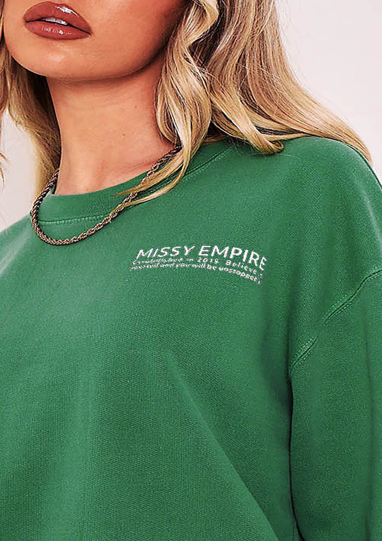 Alesha Green Missy Empire Text Oversized Sweatshirt