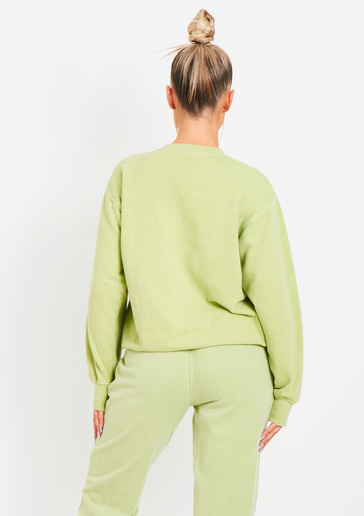 Alesha Lime Missy Empire Text Oversized Sweatshirt