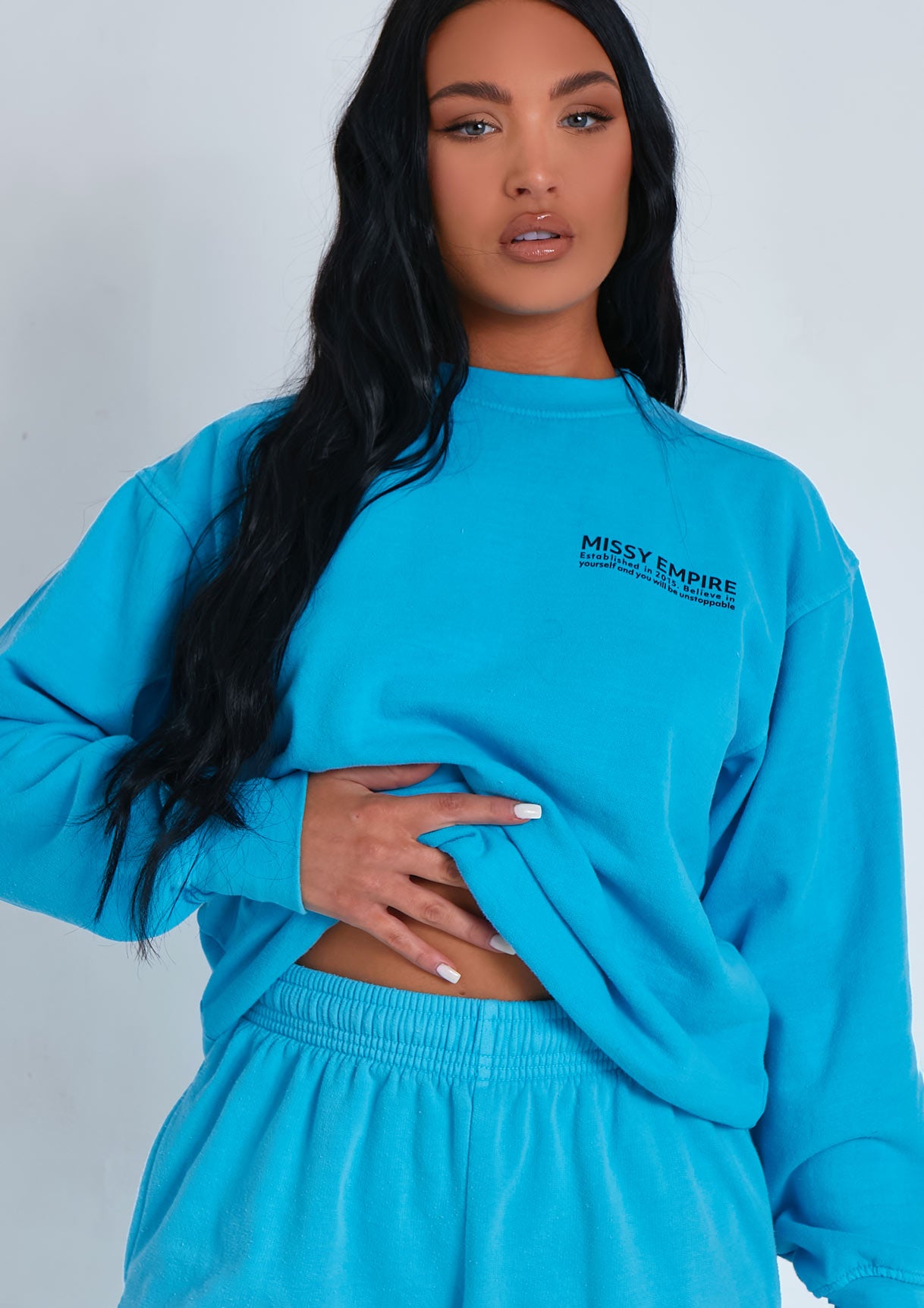 Imogen Blue Missy Empire Text Oversized Joggers