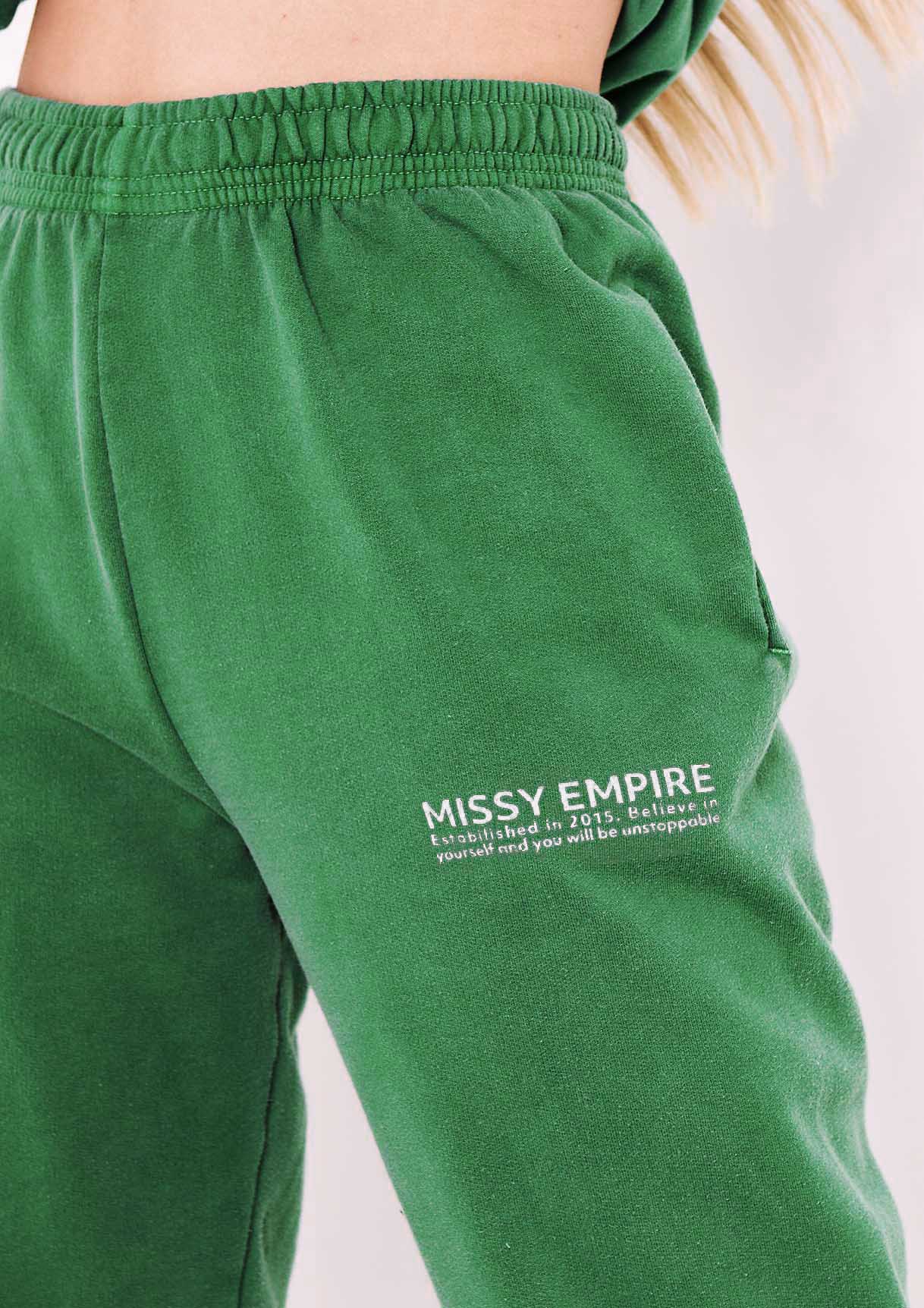 Imogen Green Missy Empire Text Oversized Joggers