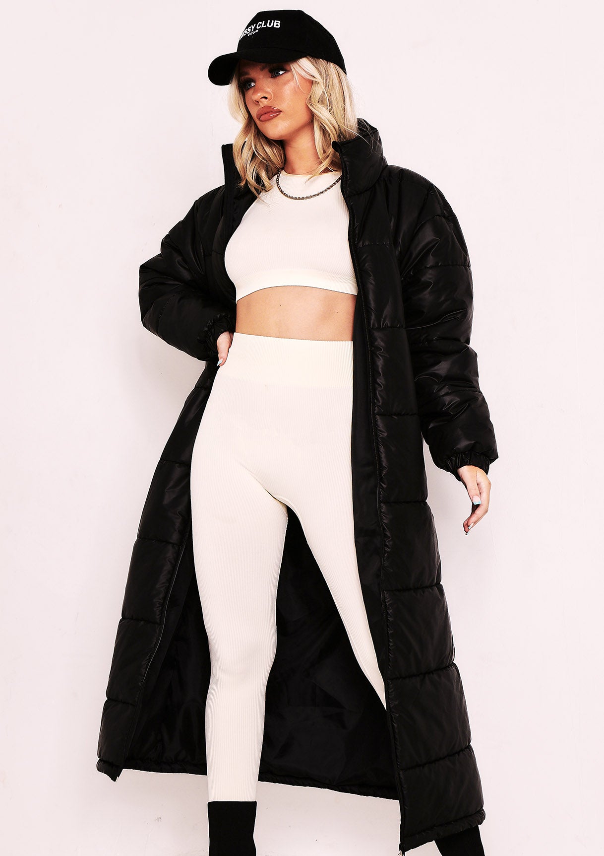 Erin Black Longline Puffer Coat