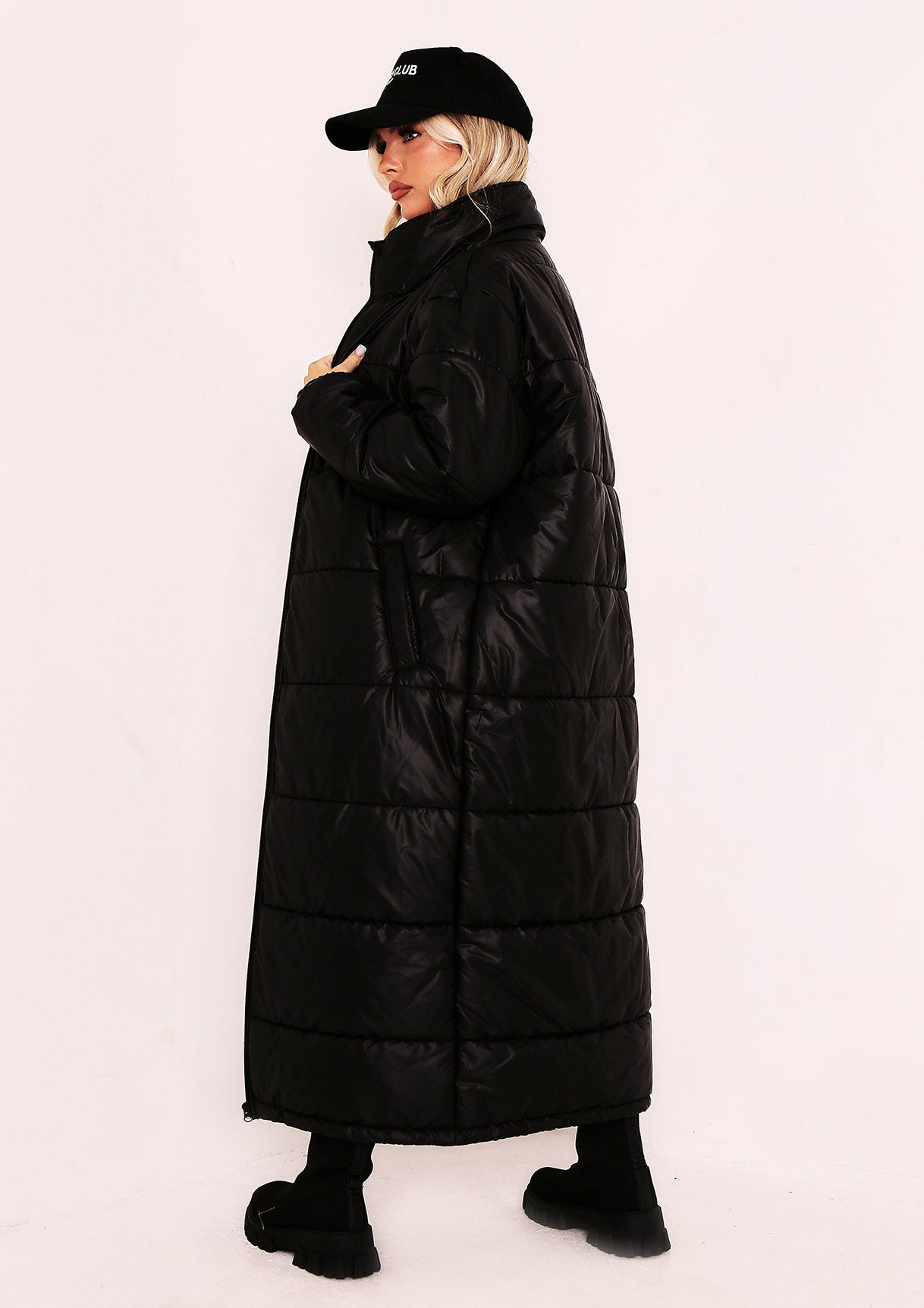 Erin Black Longline Puffer Coat