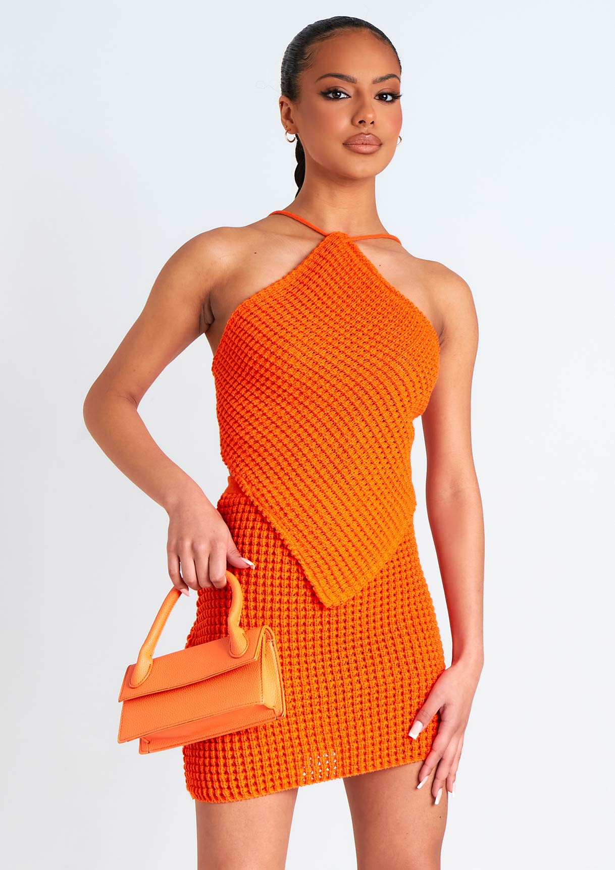 Immy Orange Knitted Mini Skirt