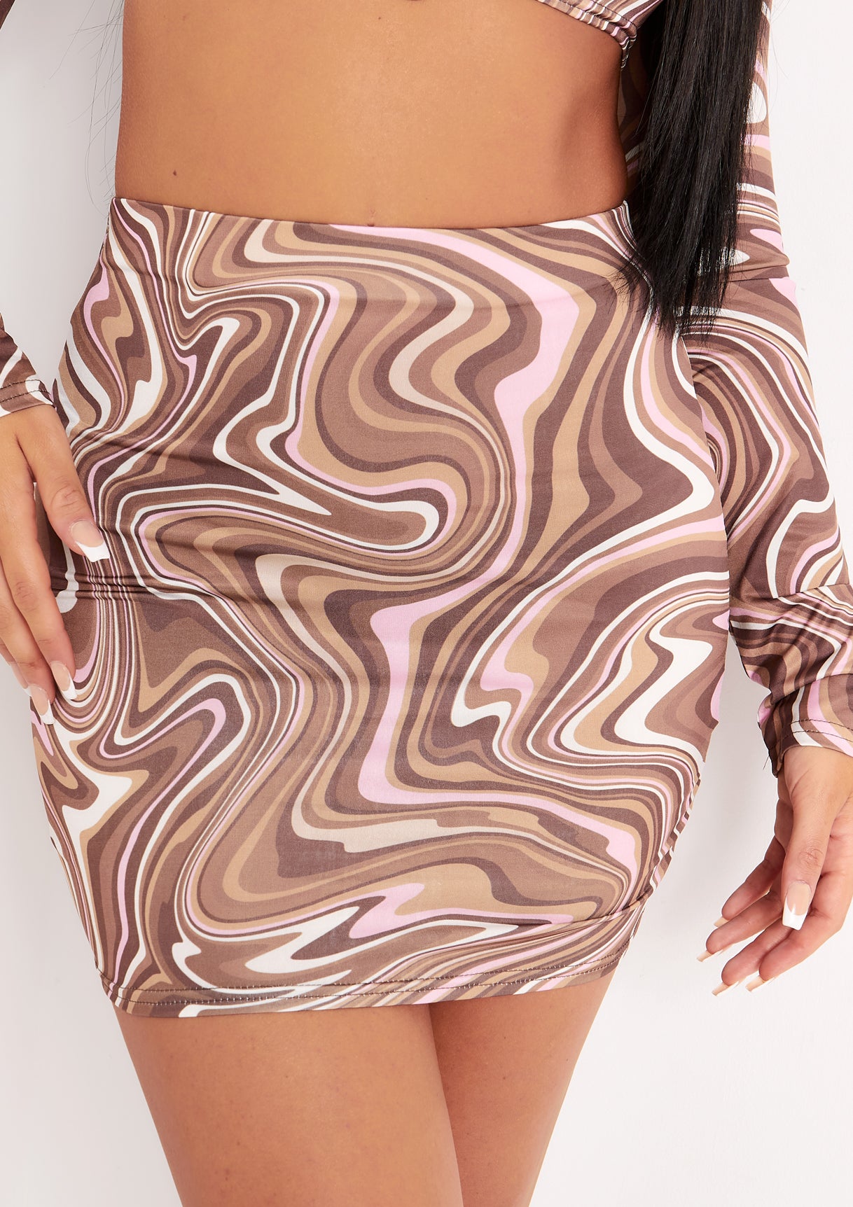 Demi Brown Swirl Print Mini Skirt